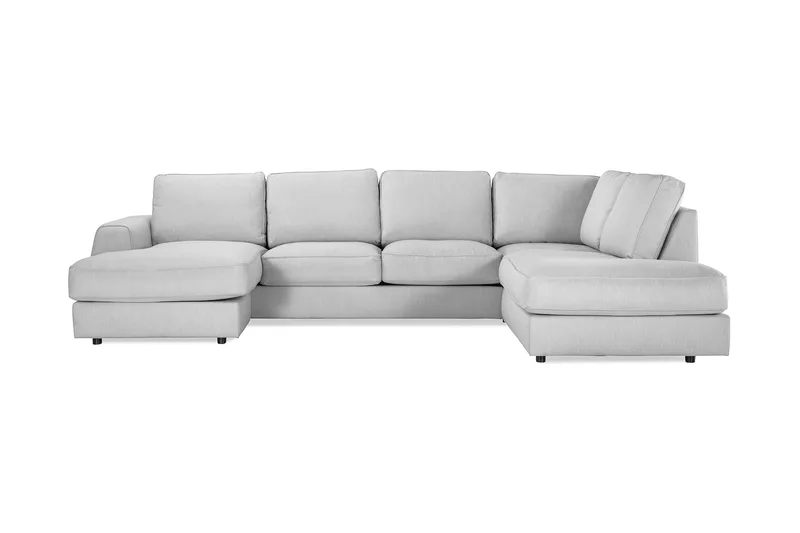 Optus Lyx 4-seters Høyrevendt U-formet Sofa med Divan og Sjeselong i Stoff - Grå - Møbler - Sofaer - U-sofa