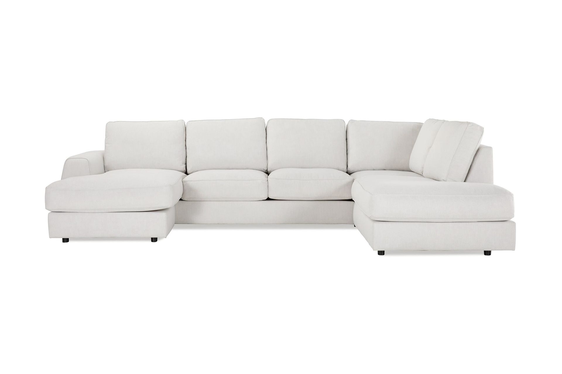 Optus Lyx 4-seters Høyrevendt U-formet Sofa med Divan og Sjeselong i Stoff - Lys grå