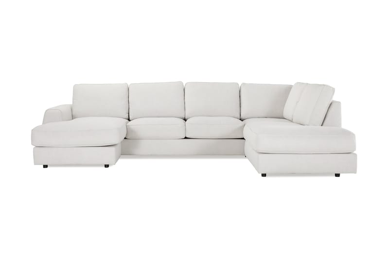 Optus Lyx 4-seters Høyrevendt U-formet Sofa med Divan og Sjeselong i Stoff - Lys grå - Møbler - Sofaer - U-sofa