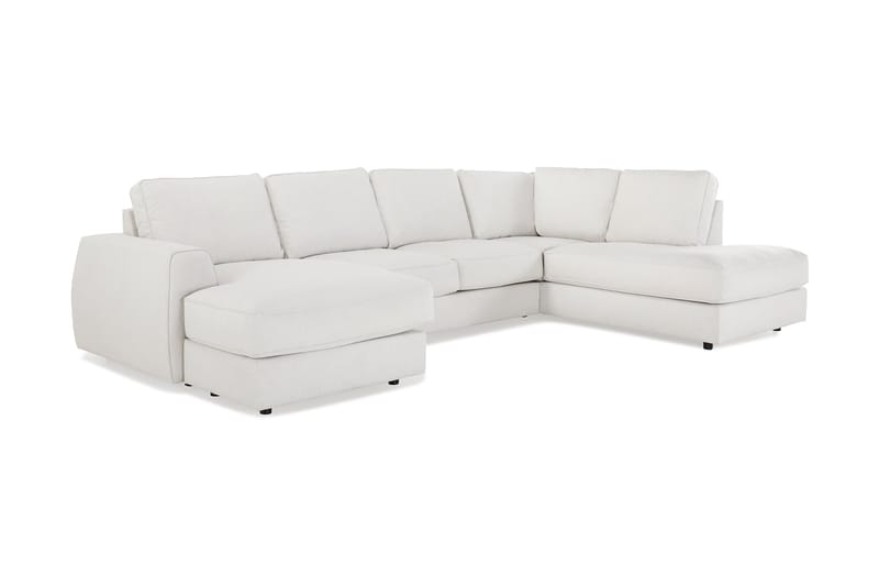 Optus Lyx 4-seters Høyrevendt U-formet Sofa med Divan og Sjeselong i Stoff - Lys grå - Møbler - Sofaer - U-sofa