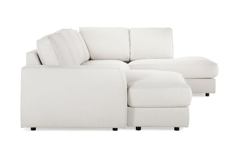 Optus Lyx 4-seters Høyrevendt U-formet Sofa med Divan og Sjeselong i Stoff - Lys grå - Møbler - Sofaer - U-sofa