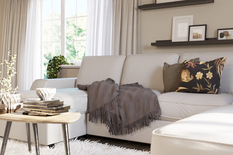 Optus Lyx 4-seters Høyrevendt U-formet Sofa med Divan og Sjeselong i Stoff - Lys grå - Møbler - Sofaer - U-sofa
