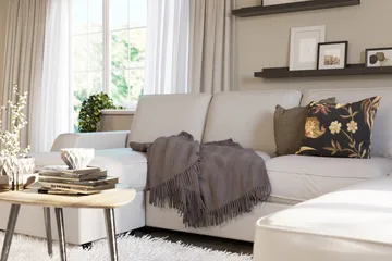 Optus Lyx 4-seters Høyrevendt U-formet Sofa med Divan og Sjeselong i Stoff - Lys grå - Møbler - Sofaer - U-sofa