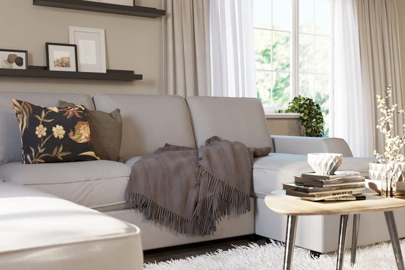 Optus Lyx 4-seters Venstrevendt U-formet Sofa med Divan og Sjeselong i Stoff - Grå - Møbler - Sofaer - U-sofa
