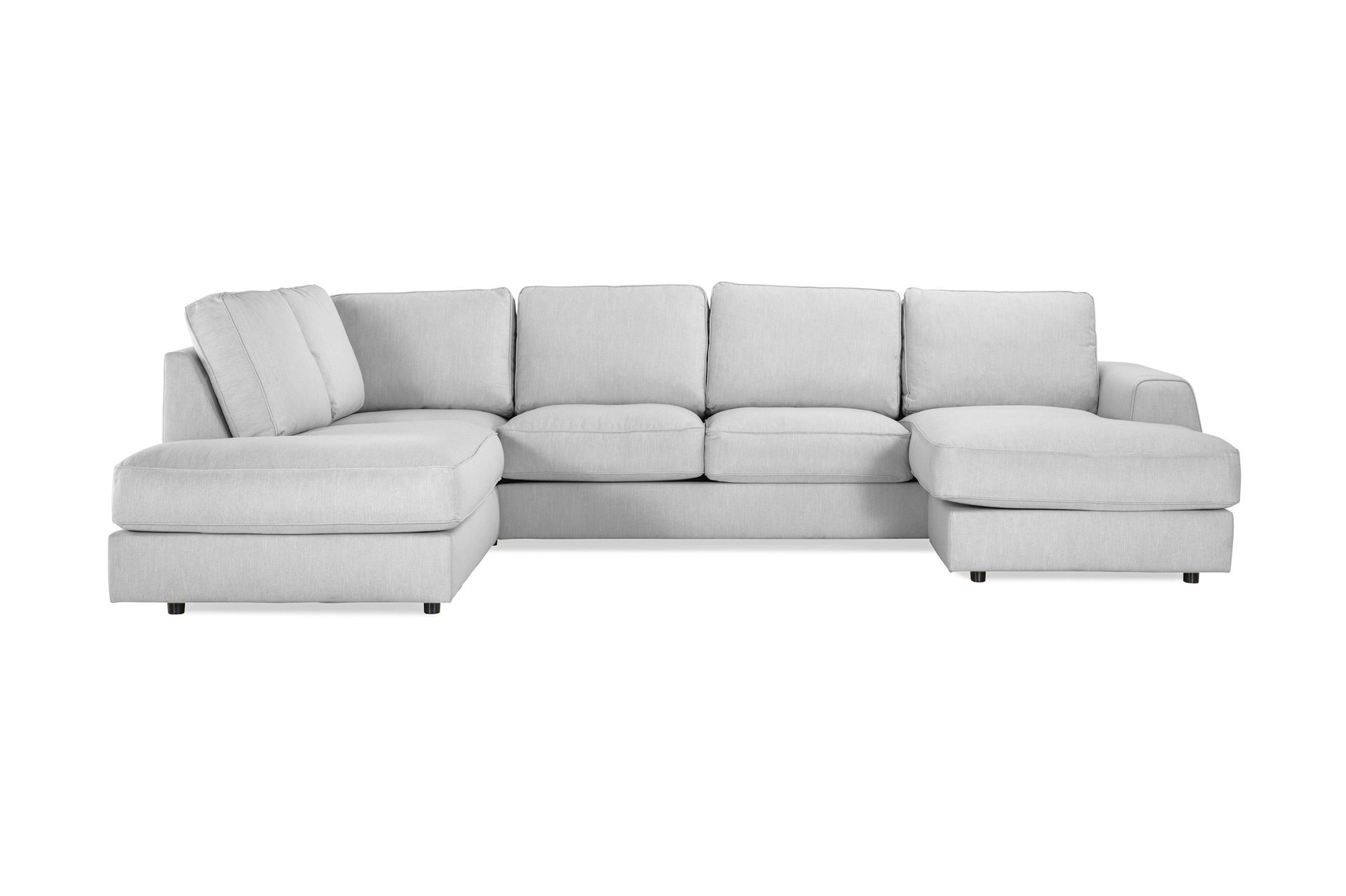 Optus Lyx 4-seters Venstrevendt U-formet Sofa med Divan og Sjeselong i Stoff - Grå