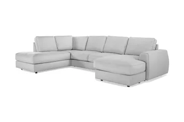Optus Lyx 4-seters Venstrevendt U-formet Sofa med Divan og Sjeselong i Stoff - Grå - Møbler - Sofaer - U-sofa