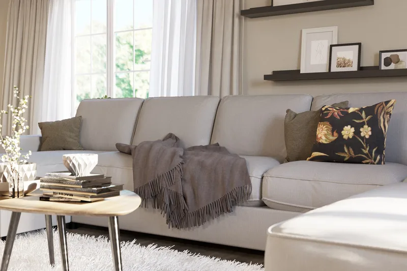 Optus Lyx 6-seters Høyrevendt U-formet Large Sofa med Divan og Sjeselong i Stoff - Grå - Møbler - Sofaer - U-sofa