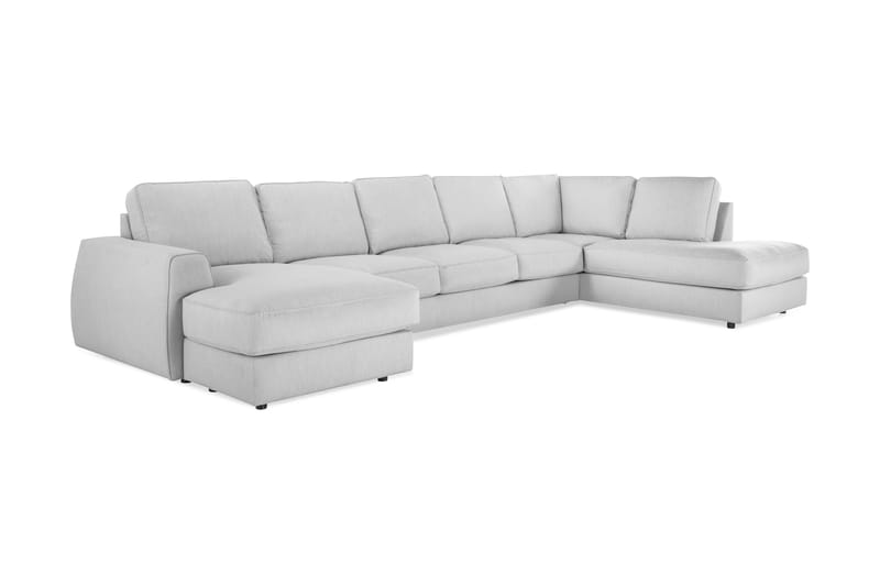 Optus Lyx 6-seters Høyrevendt U-formet Large Sofa med Divan og Sjeselong i Stoff - Grå - Møbler - Sofaer - U-sofa