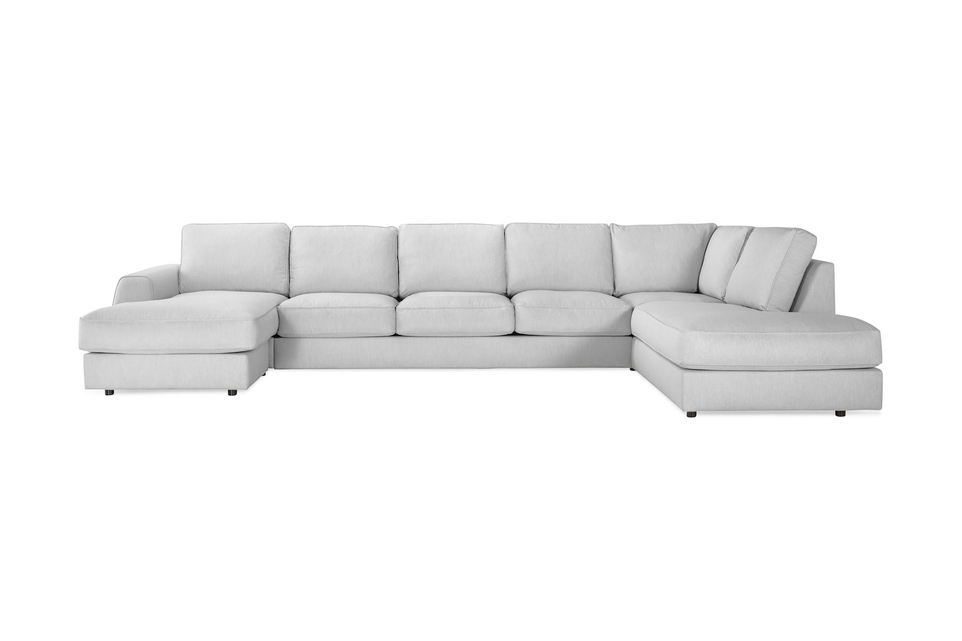 Optus Lyx 6-seters Høyrevendt U-formet Large Sofa med Divan og Sjeselong i Stoff - Grå