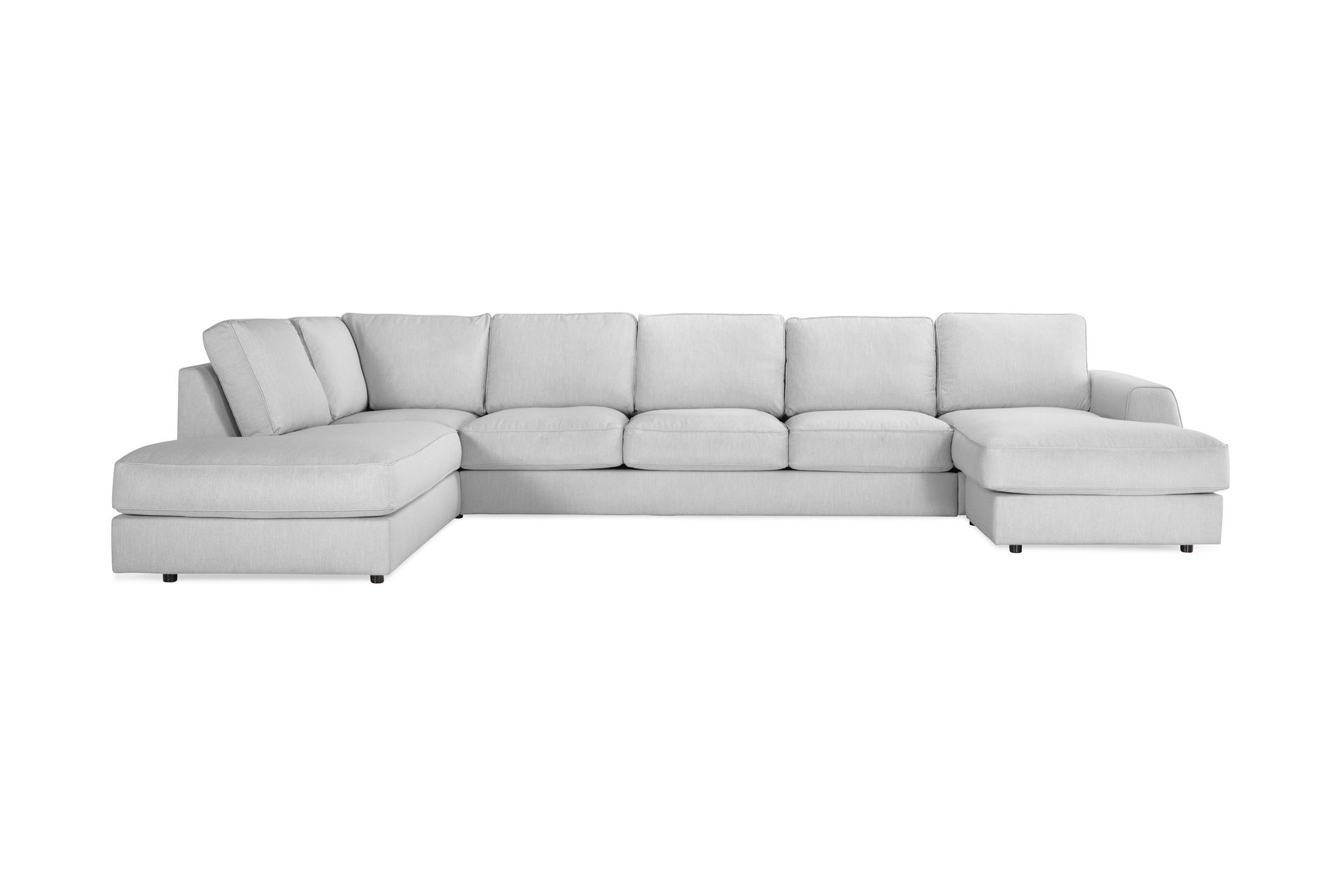 Optus Lyx 6-seters Venstrevendt U-formet Large Sofa med Divan og Sjeselong i Stoff - Grå