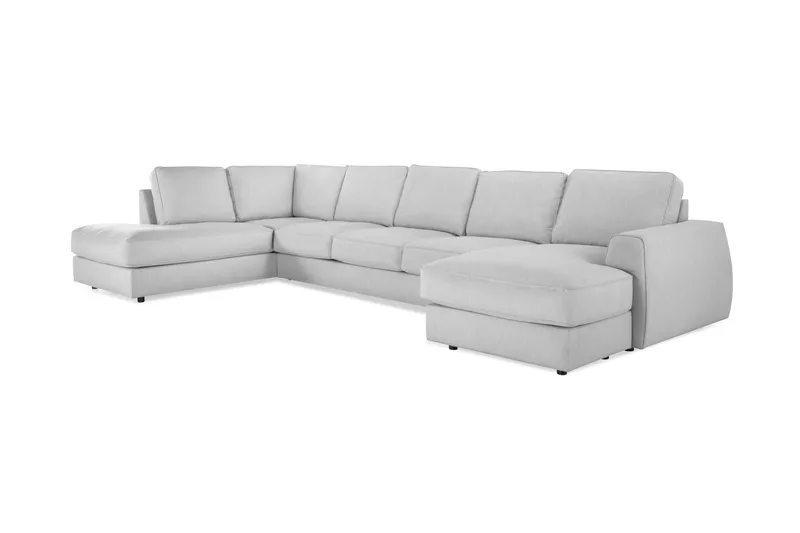 Optus Lyx 6-seters Venstrevendt U-formet Large Sofa med Divan og Sjeselong i Stoff - Grå - Møbler - Sofaer - U-sofa