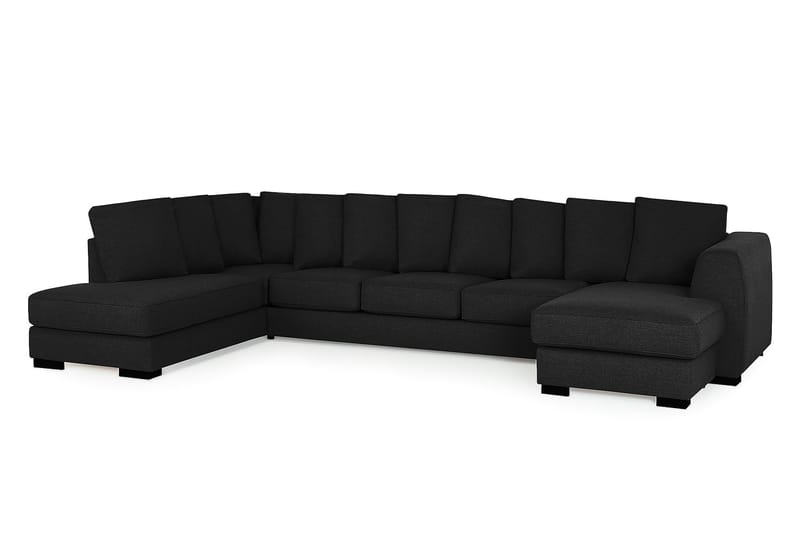 Optus U-sofa Large med Divan Høyre inkl. Konvoluttputer - Svart - U-sofa