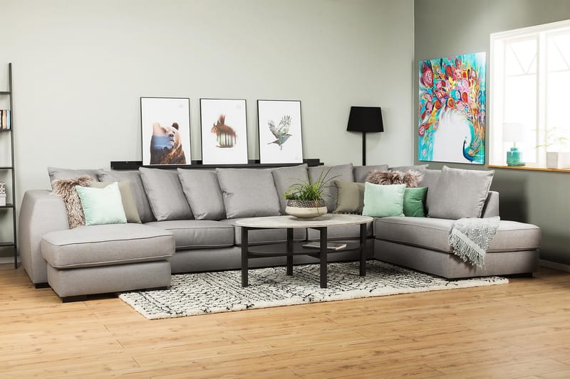 Optus U-sofa Large med Divan Venstre inkl. Konvoluttputer - Lysegrå - Møbler - Sofaer - U-sofa