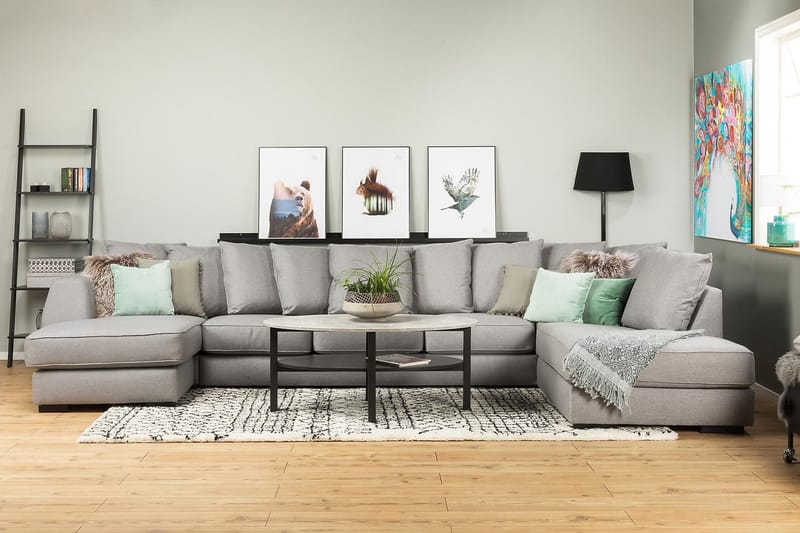 Optus U-sofa Large med Divan Venstre inkl. Konvoluttputer - Lysegrå - Møbler - Sofaer - U-sofa