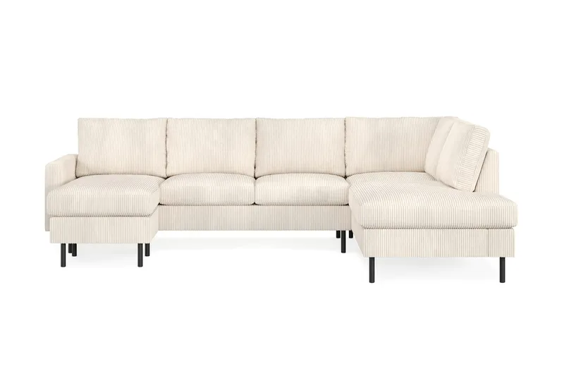Peppe 4-seters Høyrevendt U-formet Sofa med Divan og Sjeselong i Manchester, Beige