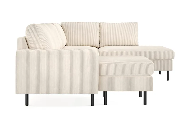 Peppe 4-seters Høyrevendt U-formet Sofa med Divan og Sjeselong i Manchester - Beige - Møbler - Sofaer - U-sofa