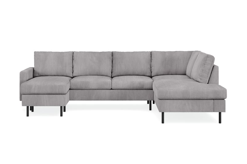 Peppe 4-seters Høyrevendt U-formet Sofa med Divan og Sjeselong i Manchester - Mørk grå - Møbler - Sofaer - U-sofa