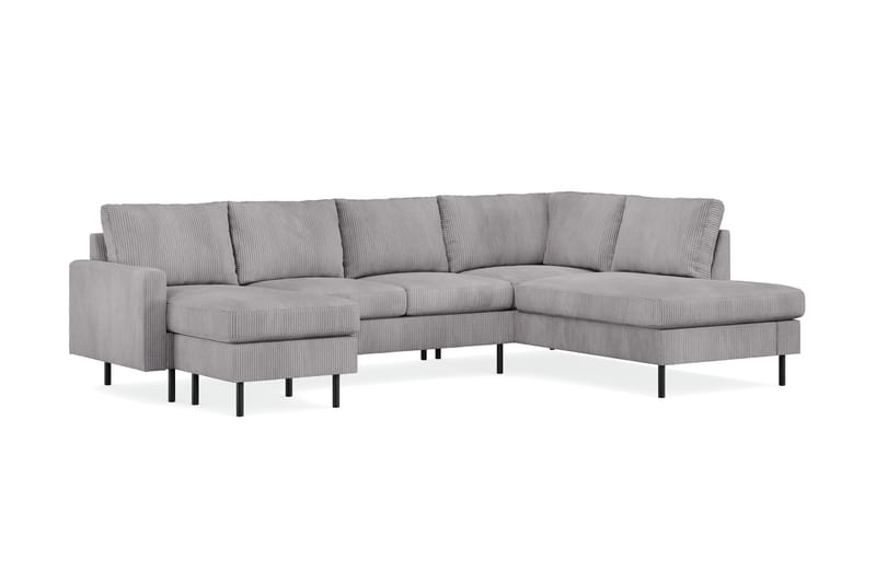 Peppe 4-seters Høyrevendt U-formet Sofa med Divan og Sjeselong i Manchester - Mørk grå - Møbler - Sofaer - U-sofa