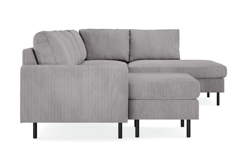 Peppe 4-seters Høyrevendt U-formet Sofa med Divan og Sjeselong i Manchester - Mørk grå - Møbler - Sofaer - U-sofa
