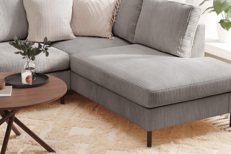 Peppe 4-seters Høyrevendt U-formet Sofa med Divan og Sjeselong i Manchester - Mørk grå - Møbler - Sofaer - U-sofa