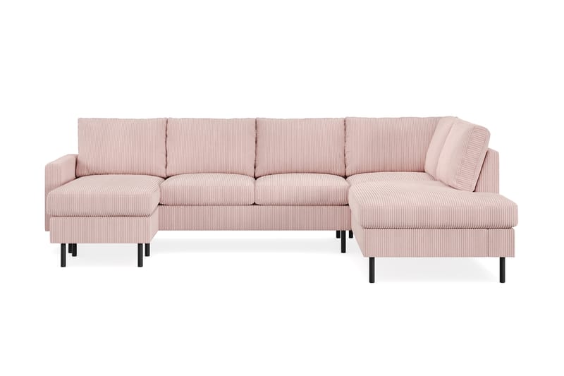 Peppe 4-seters Høyrevendt U-formet Sofa med Divan og Sjeselong i Manchester - Rosa - Møbler - Sofaer - U-sofa