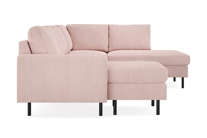 Peppe 4-seters Høyrevendt U-formet Sofa med Divan og Sjeselong i Manchester - Rosa - Møbler - Sofaer - U-sofa