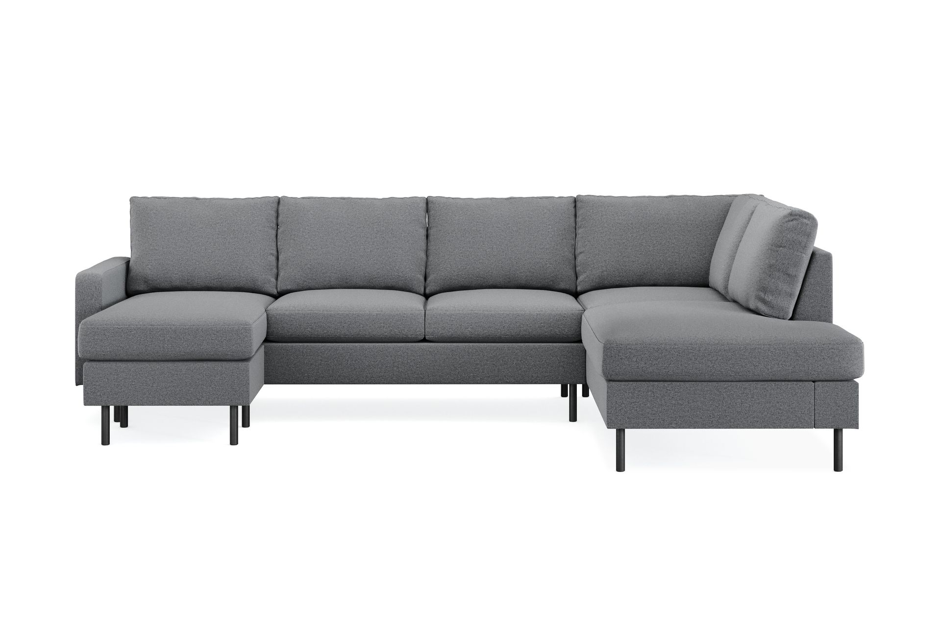 Peppe 4-seters Høyrevendt U-formet Sofa med Divan og Sjeselong i Stoff - Lys grå - Møbler - Sofaer - U-sofa