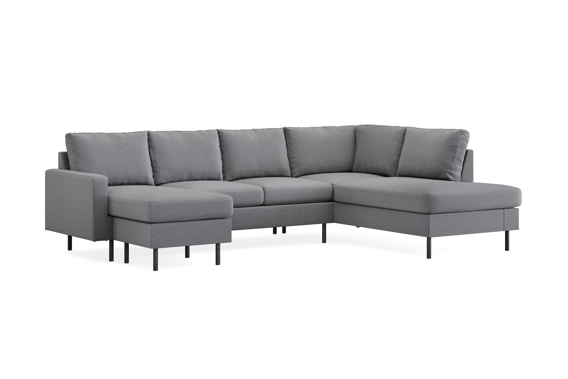 Peppe 4-seters Høyrevendt U-formet Sofa med Divan og Sjeselong i Stoff - Lys grå - Møbler - Sofaer - U-sofa