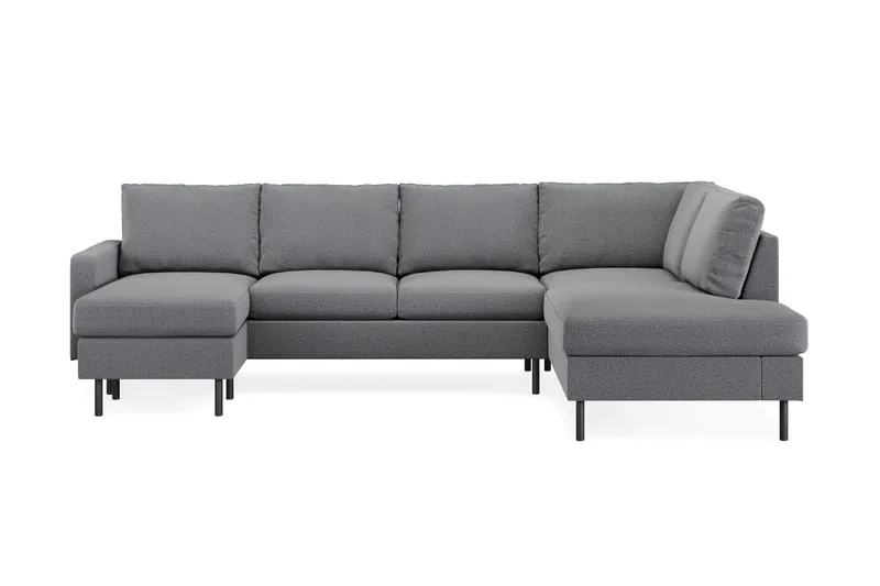 Peppe 4-seters Høyrevendt U-formet Sofa med Divan og Sjeselong i Stoff - Lys grå - Møbler - Sofaer - U-sofa