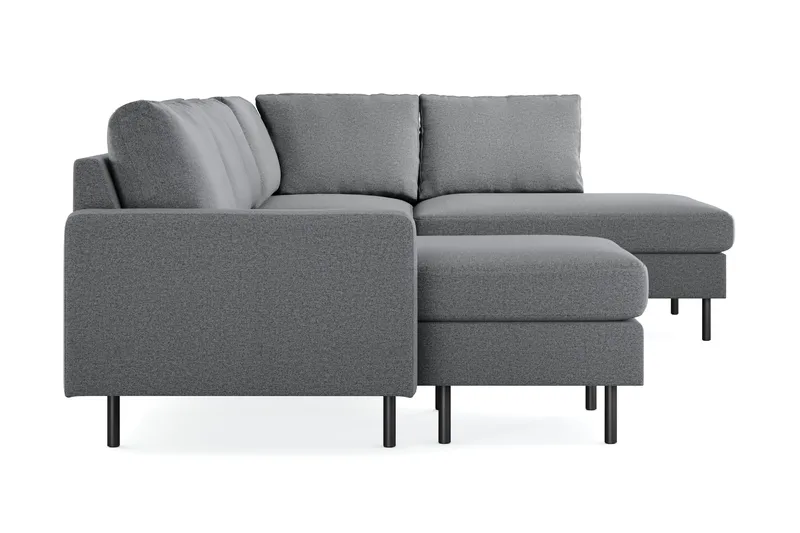 Peppe 4-seters Høyrevendt U-formet Sofa med Divan og Sjeselong i Stoff - Lys grå - Møbler - Sofaer - U-sofa