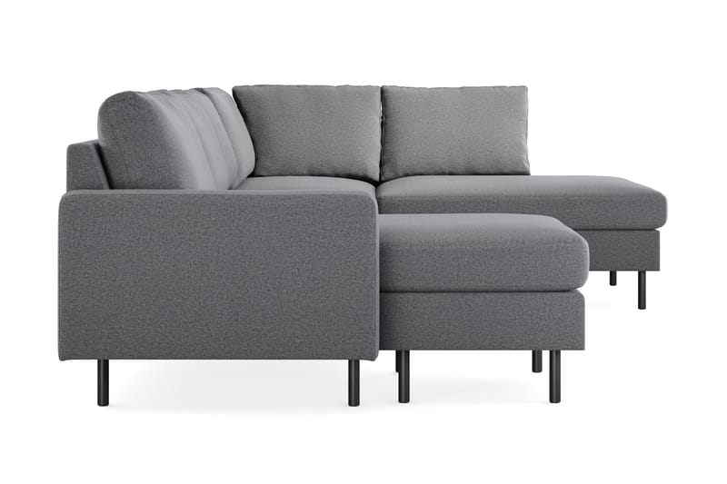 Peppe 4-seters Høyrevendt U-formet Sofa med Divan og Sjeselong i Stoff - Lys grå - Møbler - Sofaer - U-sofa