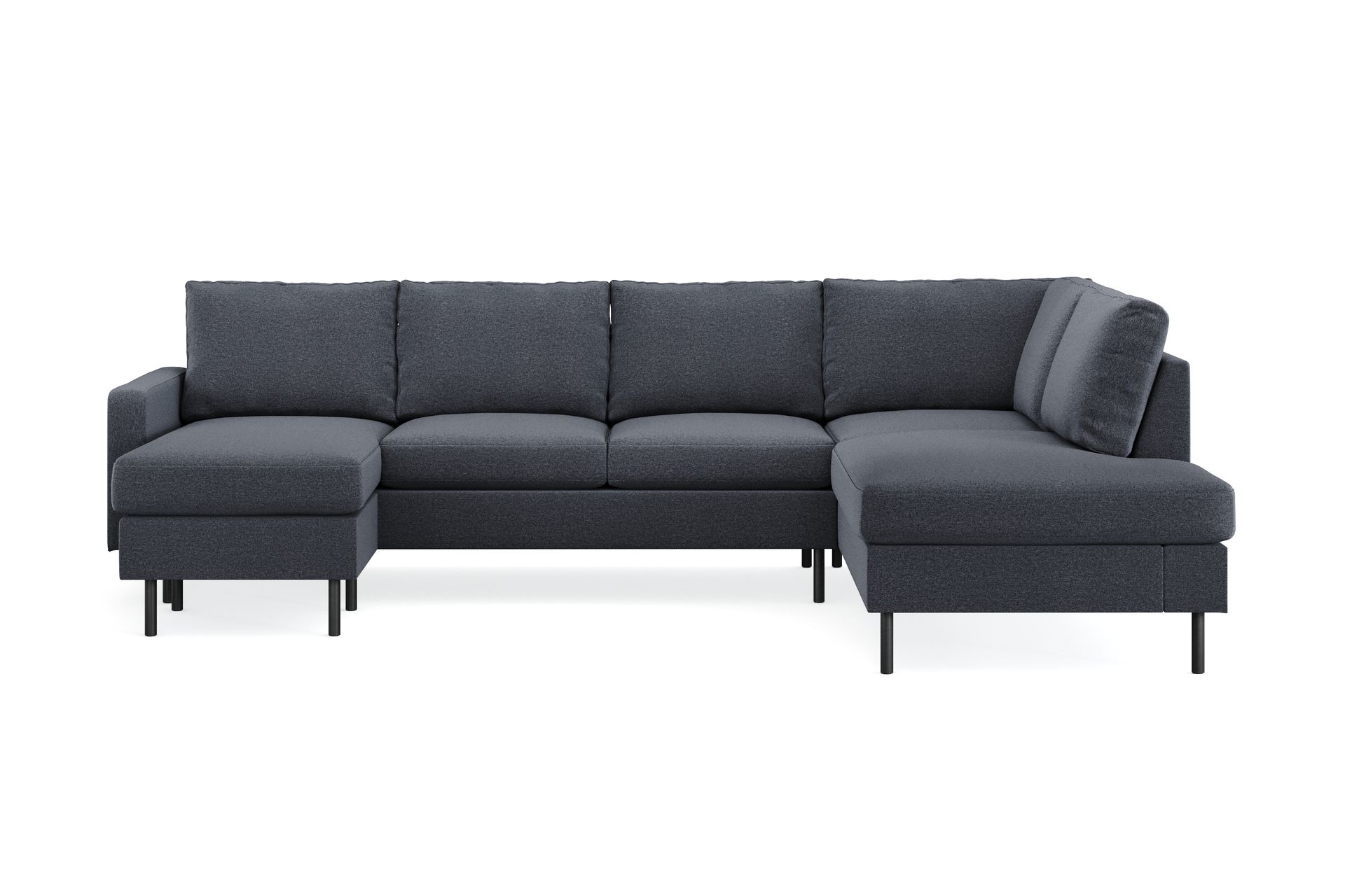 Peppe 4-seters Høyrevendt U-formet Sofa med Divan og Sjeselong i Stoff - Mørk grå - Møbler - Sofaer - U-sofa