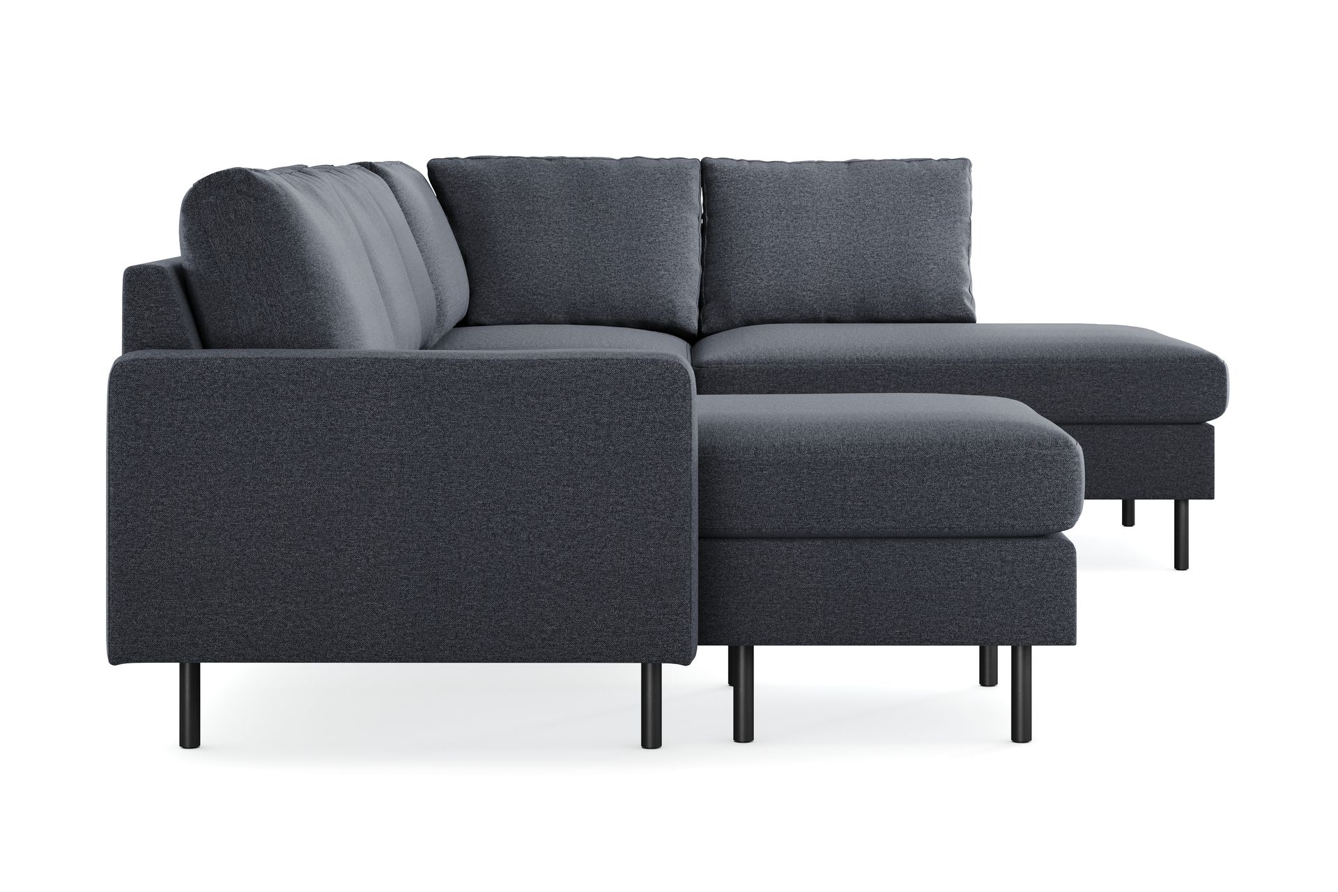 Peppe 4-seters Høyrevendt U-formet Sofa med Divan og Sjeselong i Stoff - Mørk grå - Møbler - Sofaer - U-sofa