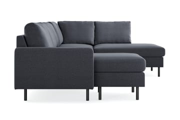 Peppe 4-seters Høyrevendt U-formet Sofa med Divan og Sjeselong i Stoff - Mørk grå - Møbler - Sofaer - U-sofa