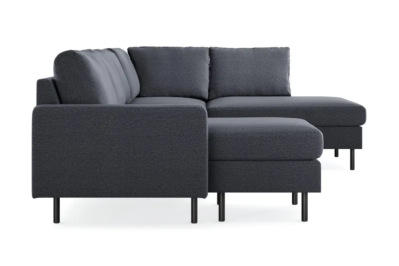 Peppe 4-seters Høyrevendt U-formet Sofa med Divan og Sjeselong i Stoff - Mørk grå - Møbler - Sofaer - U-sofa