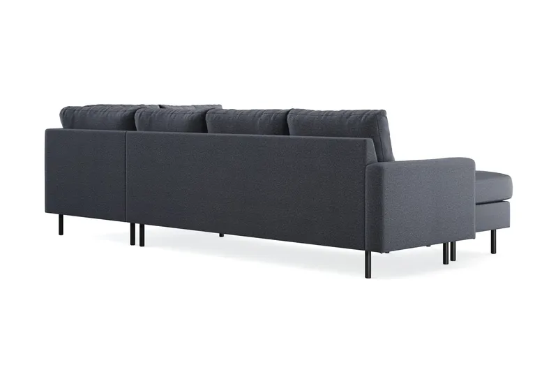 Peppe 4-seters Høyrevendt U-formet Sofa med Divan og Sjeselong i Stoff - Mørk grå - Møbler - Sofaer - U-sofa