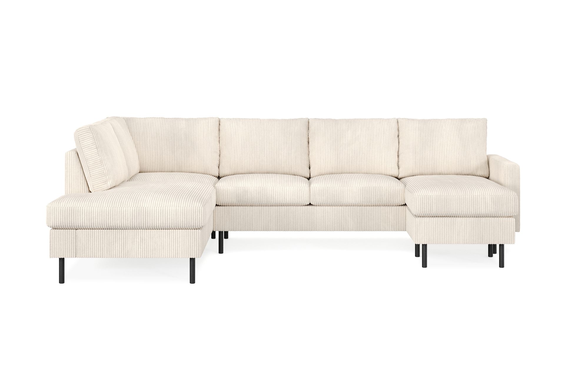 Peppe 4-seters Venstrevendt U-formet Sofa med Divan og Sjeselong i Manchester - Beige - Møbler - Sofaer - U-sofa