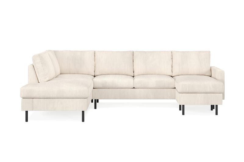 Peppe 4-seters Venstrevendt U-formet Sofa med Divan og Sjeselong i Manchester - Beige - Møbler - Sofaer - U-sofa