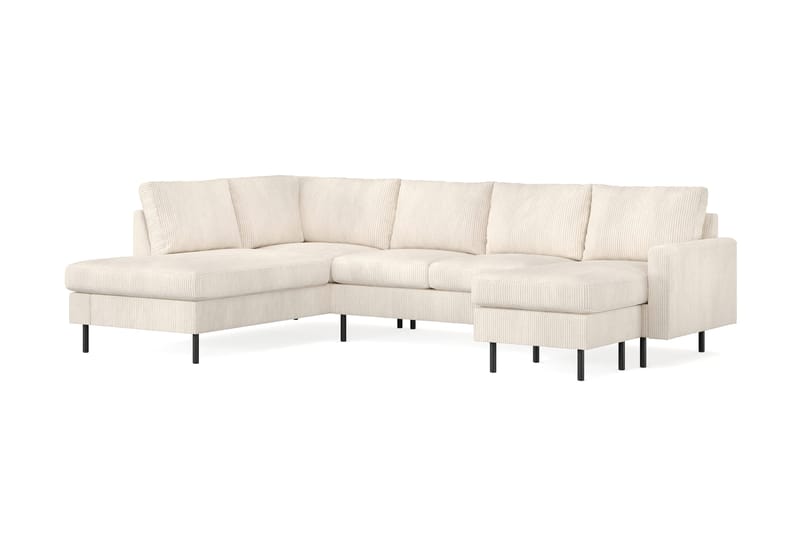 Peppe 4-seters Venstrevendt U-formet Sofa med Divan og Sjeselong i Manchester - Beige - Møbler - Sofaer - U-sofa