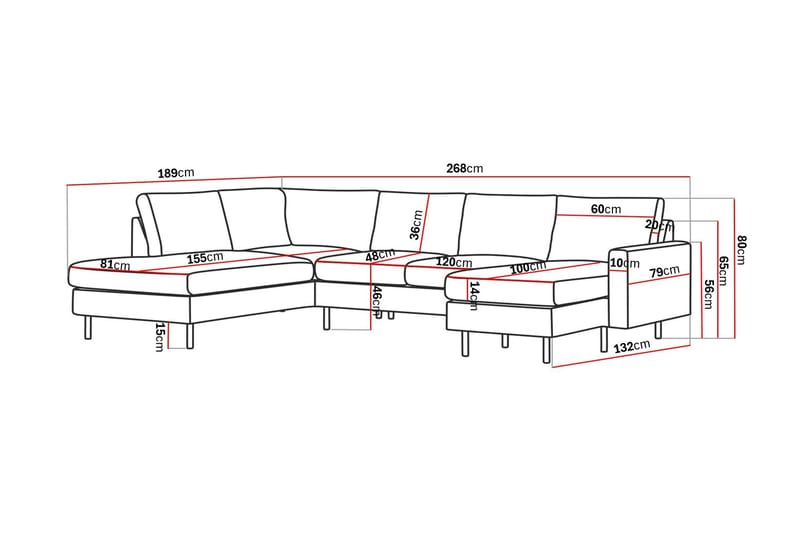 Peppe 4-seters Venstrevendt U-formet Sofa med Divan og Sjeselong i Manchester - Beige - Møbler - Sofaer - U-sofa