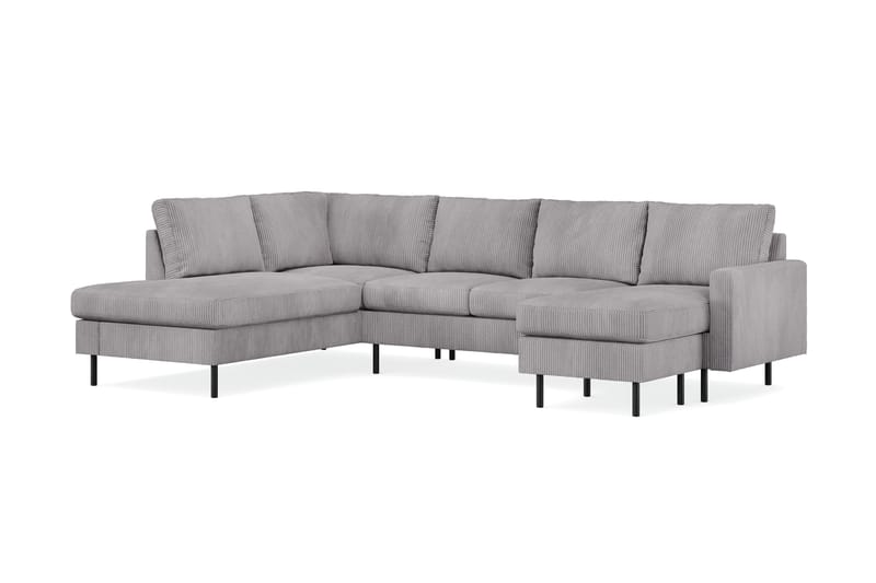 Peppe 4-seters Venstrevendt U-formet Sofa med Divan og Sjeselong i Manchester - Mørk grå - Møbler - Sofaer - U-sofa