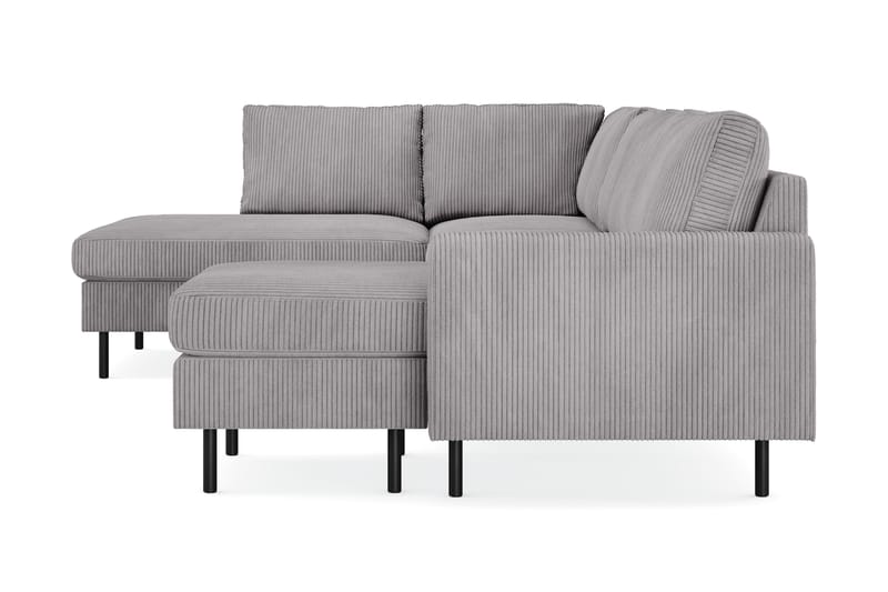 Peppe 4-seters Venstrevendt U-formet Sofa med Divan og Sjeselong i Manchester - Mørk grå - Møbler - Sofaer - U-sofa