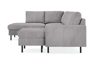Peppe 4-seters Venstrevendt U-formet Sofa med Divan og Sjeselong i Manchester - Mørk grå - Møbler - Sofaer - U-sofa