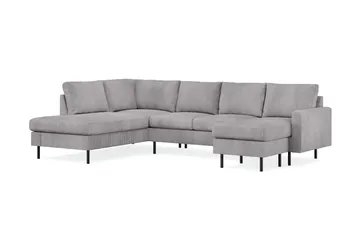 Peppe 4-seters Venstrevendt U-formet Sofa med Divan og Sjeselong i Manchester - Mørk grå - Møbler - Sofaer - U-sofa