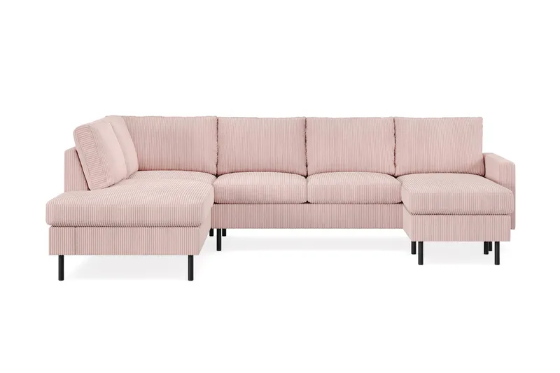 Peppe 4-seters Venstrevendt U-formet Sofa med Divan og Sjeselong i Manchester - Rosa - Møbler - Sofaer - U-sofa