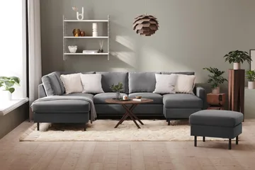 Peppe 4-seters Venstrevendt U-formet Sofa med Divan og Sjeselong i Stoff - Lys grå - Møbler - Sofaer - U-sofa