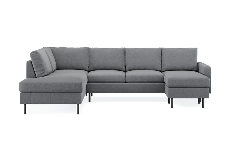 Peppe 4-seters Venstrevendt U-formet Sofa med Divan og Sjeselong i Stoff - Lys grå - Møbler - Sofaer - U-sofa