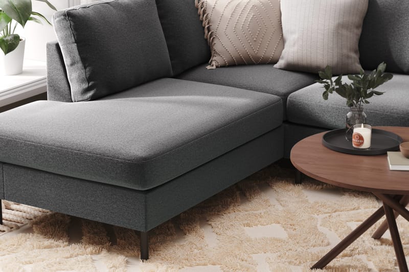 Peppe 4-seters Venstrevendt U-formet Sofa med Divan og Sjeselong i Stoff - Lys grå - Møbler - Sofaer - U-sofa