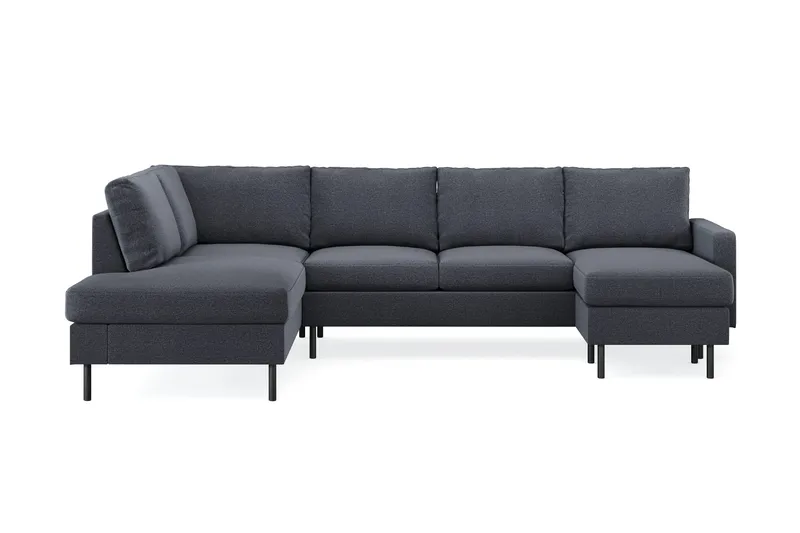 Peppe 4-seters Venstrevendt U-formet Sofa med Divan og Sjeselong i Stoff - Mørk grå - Møbler - Sofaer - U-sofa