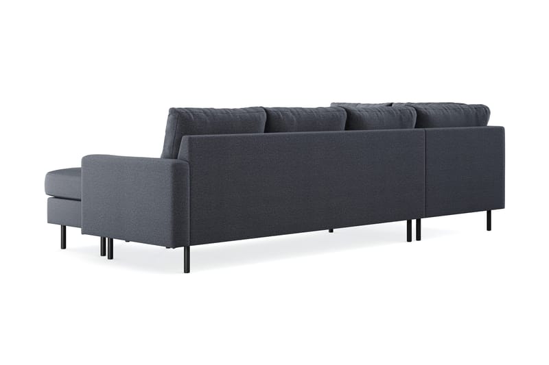 Peppe 4-seters Venstrevendt U-formet Sofa med Divan og Sjeselong i Stoff - Mørk grå - Møbler - Sofaer - U-sofa